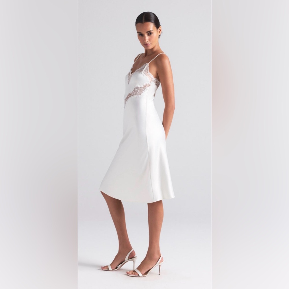 SKIMS White Lace-Trim Midi Slip Dress - Picture 2 of 11